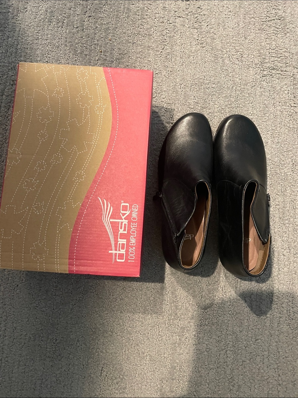 Dansko Black Leather Ankle Booties - Side Zipper